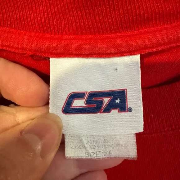 CSA T-Shirt Men's Red XL Texas Rangers Baseball 100% Cotton Fan Tee - Picture 3 of 7